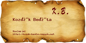 Kozák Beáta névjegykártya